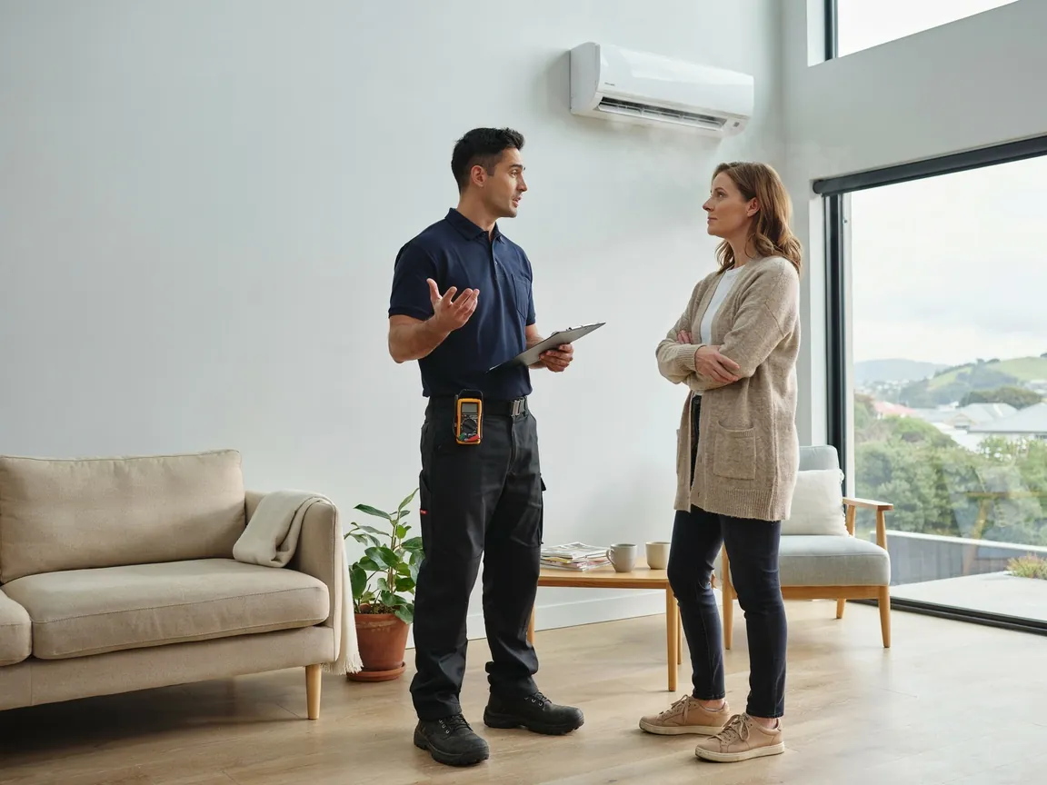 Heat pump quote consultation in Wellington home